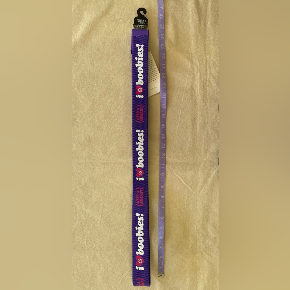 Keep A Breast Cancer Support Purple I Love Boobies Belt Unisex Novelty Y2K OSFM - Picture 6 of 6